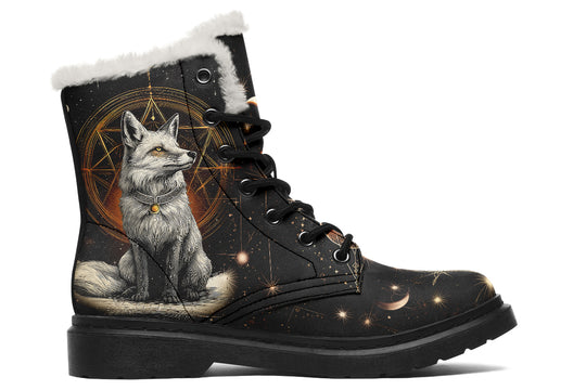 Astral Fox Winter Boots - Warm Micro-Suede Doc-Style Boots Lined with Vegan Wool