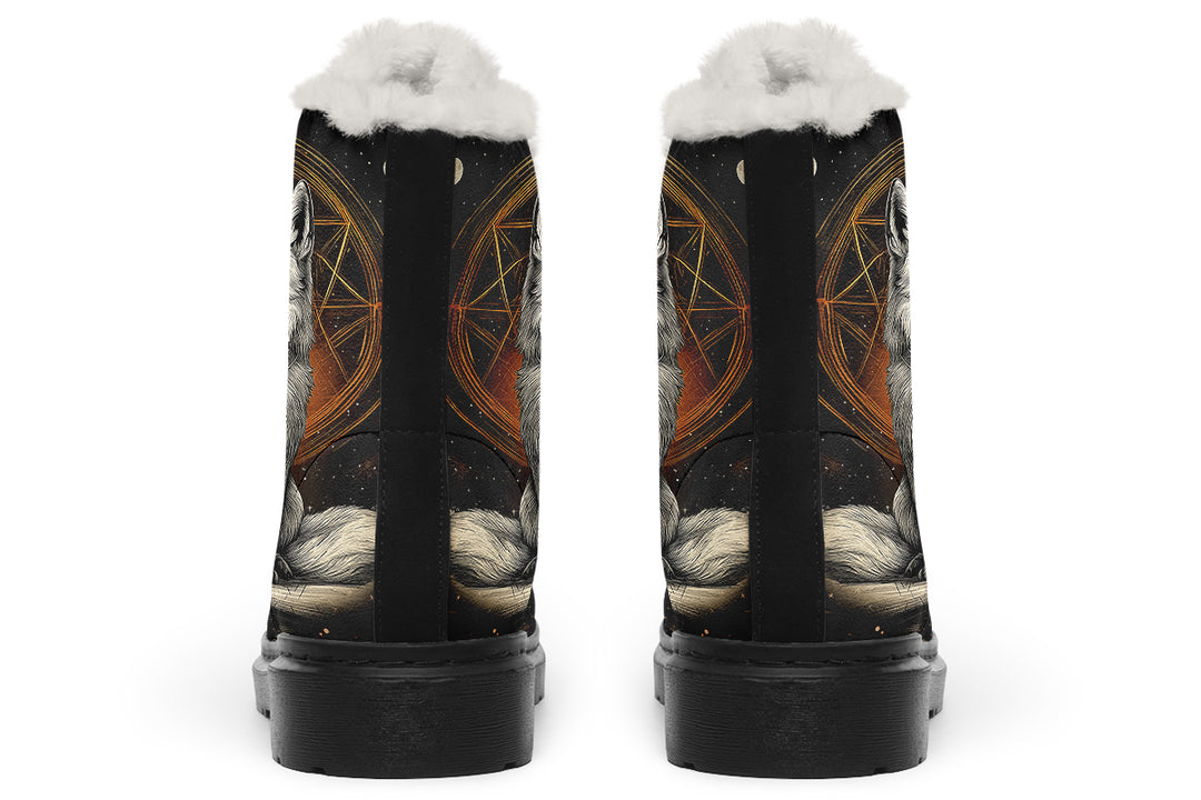 Astral Fox Winter Boots - Warm Micro-Suede Doc-Style Boots Lined with Vegan Wool