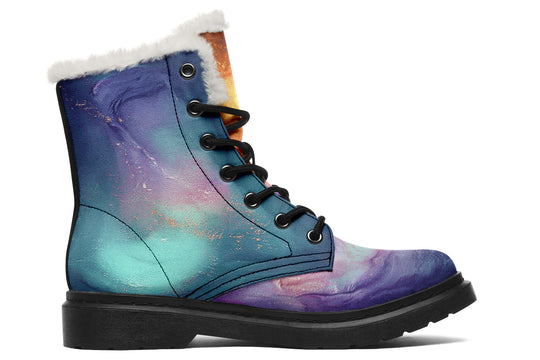 Aurora Pearl Winter Boots - Warm Micro-Suede Doc-Style Boots Lined with Vegan Wool