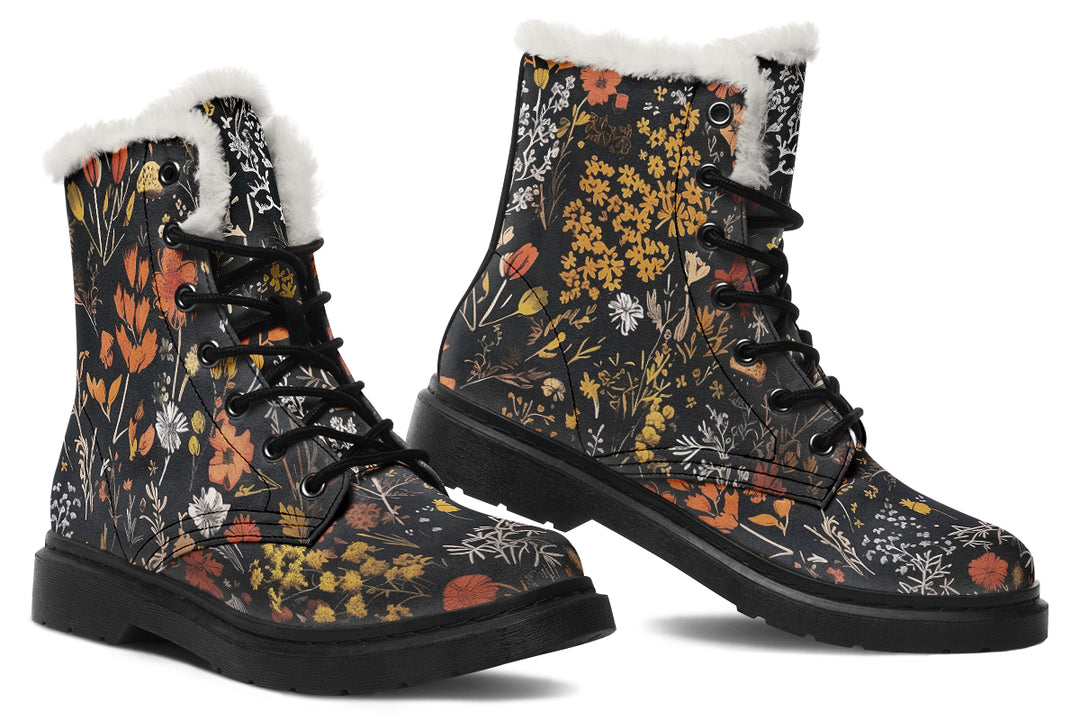 Autumn Reverie Winter Boots - Warm Micro-Suede Doc-Style Boots Lined with Vegan Wool