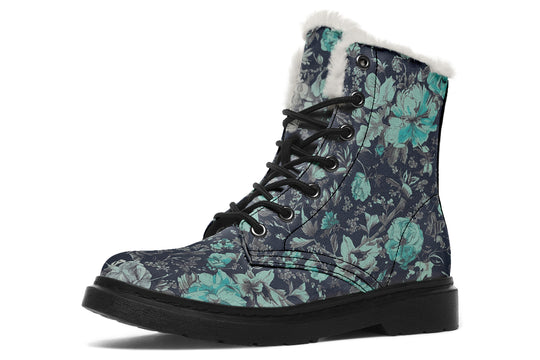 Azure Vintage Peonies Winter Boots