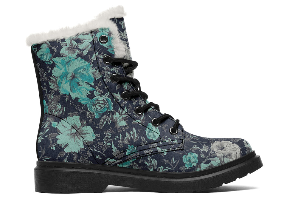 Azure Vintage Peonies Winter Boots