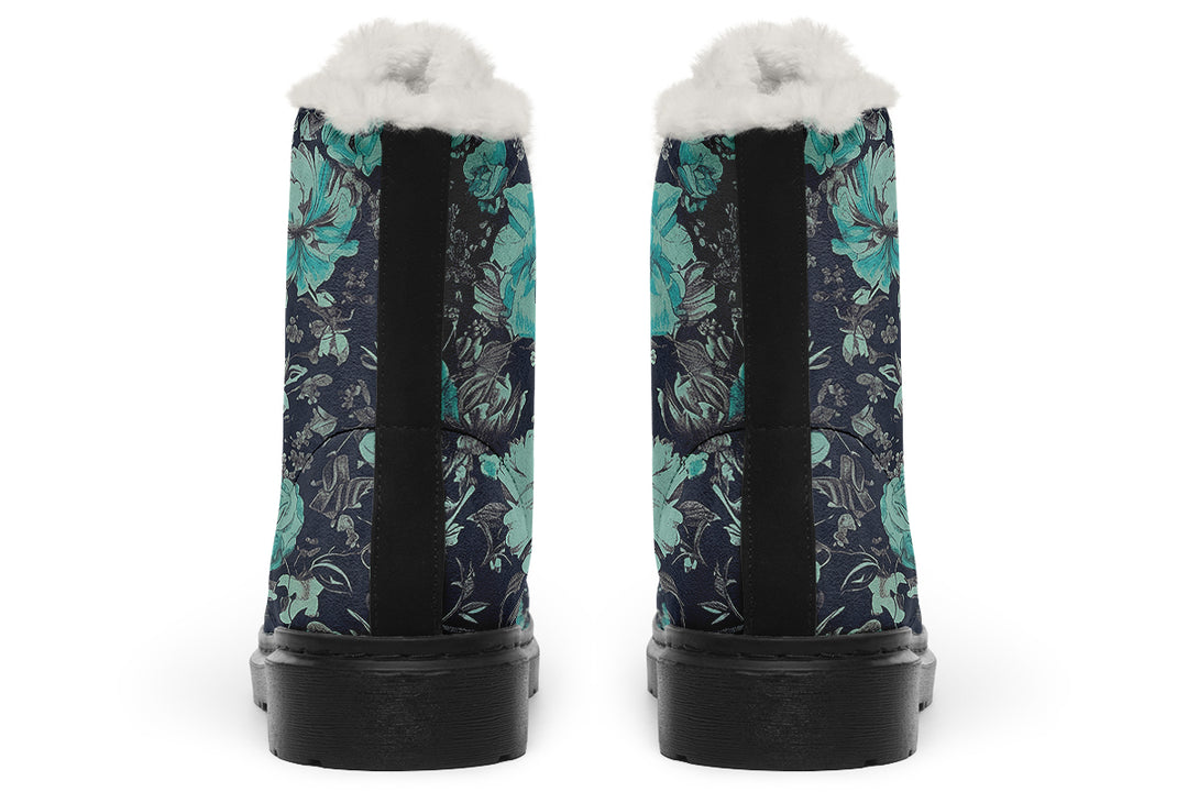 Azure Vintage Peonies Winter Boots