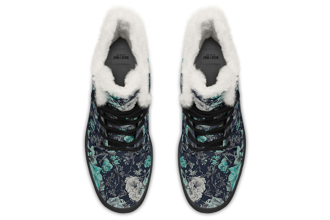 Azure Vintage Peonies Winter Boots