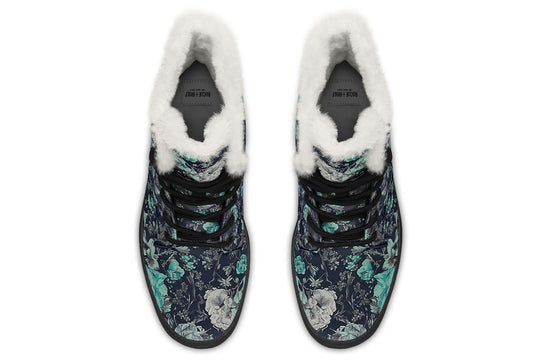 Azure Vintage Peonies Winter Boots