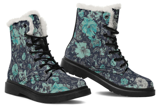 Azure Vintage Peonies Winter Boots