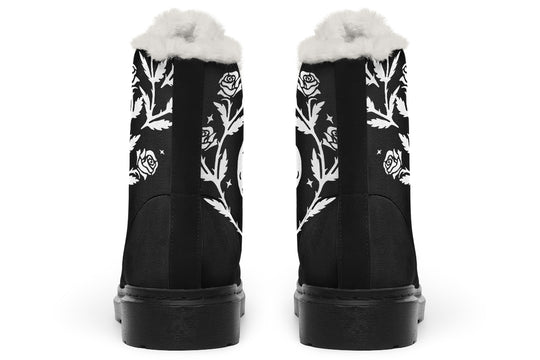 Black Widow Winter Boots - Witchy Style Boots Durable Nylon Warm Lined Weatherproof Lace-Up Footwear