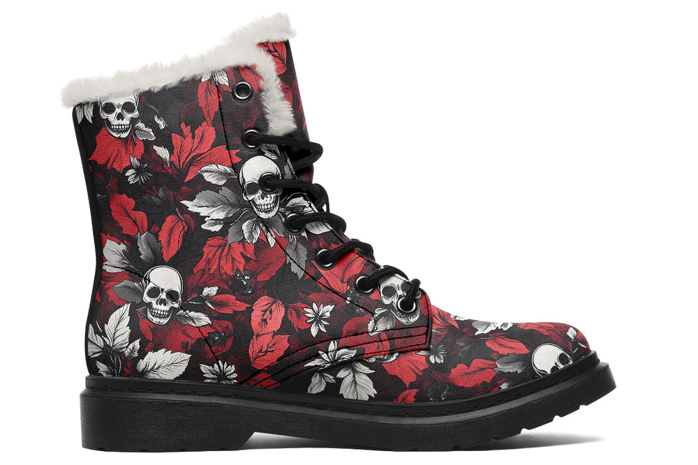 BloodLeaf Winter Boots - Warm Micro-Suede Doc-Style Boots Lined with Vegan Wool