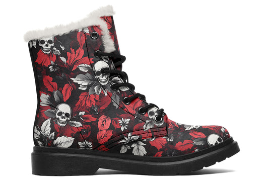 BloodLeaf Winter Boots - Warm Micro-Suede Doc-Style Boots Lined with Vegan Wool