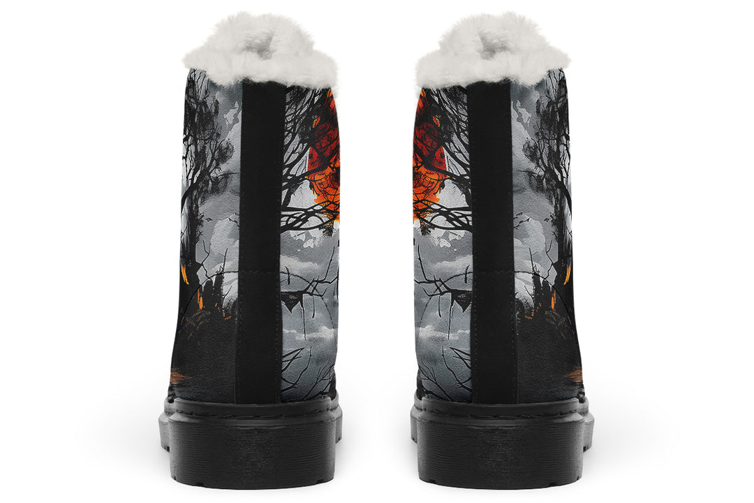 Blood Moon Manor Winter Boots - Warm Micro-Suede Doc-Style Boots Lined with Vegan Wool