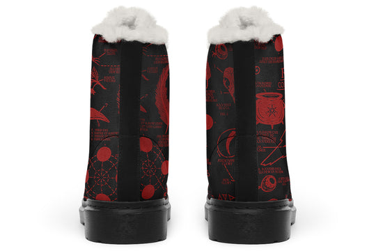 Blood Raven Study Winter Boots - Warm Micro-Suede Doc-Style Boots Lined with Vegan Wool