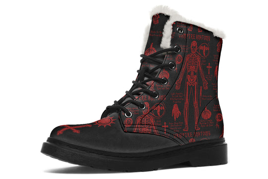 Blood Vampire Study Winter Boots - Warm Micro-Suede Doc-Style Boots Lined with Vegan Wool