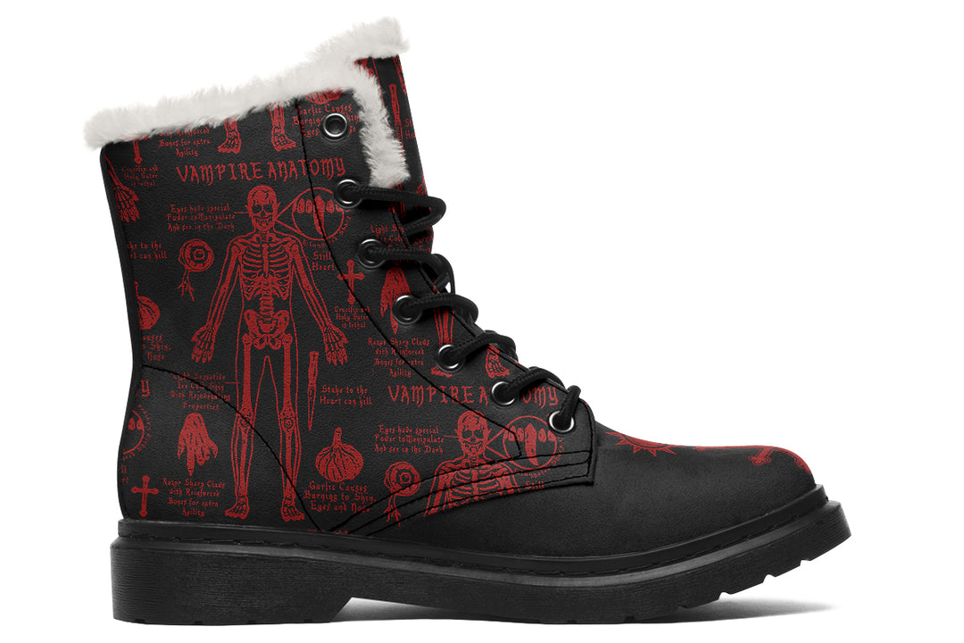 Blood Vampire Study Winter Boots - Warm Micro-Suede Doc-Style Boots Lined with Vegan Wool