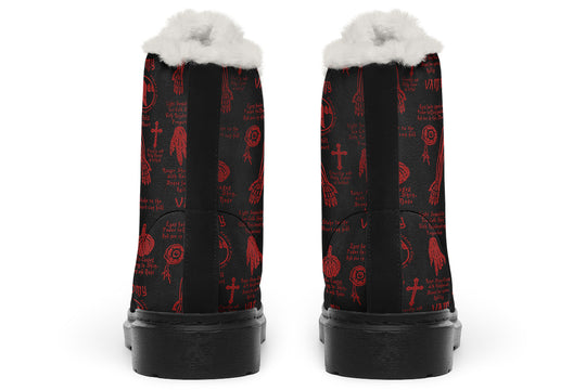 Blood Vampire Study Winter Boots - Warm Micro-Suede Doc-Style Boots Lined with Vegan Wool