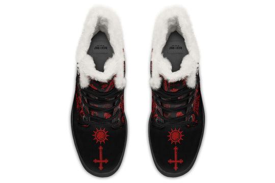 Blood Vampire Study Winter Boots - Warm Micro-Suede Doc-Style Boots Lined with Vegan Wool