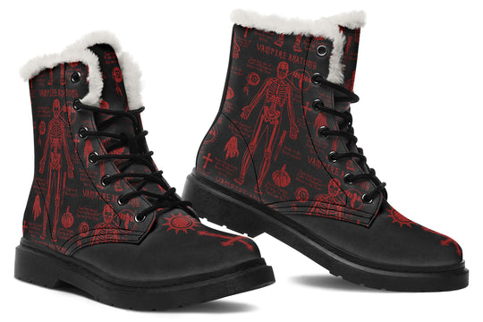 Blood Vampire Study Winter Boots - Warm Micro-Suede Doc-Style Boots Lined with Vegan Wool