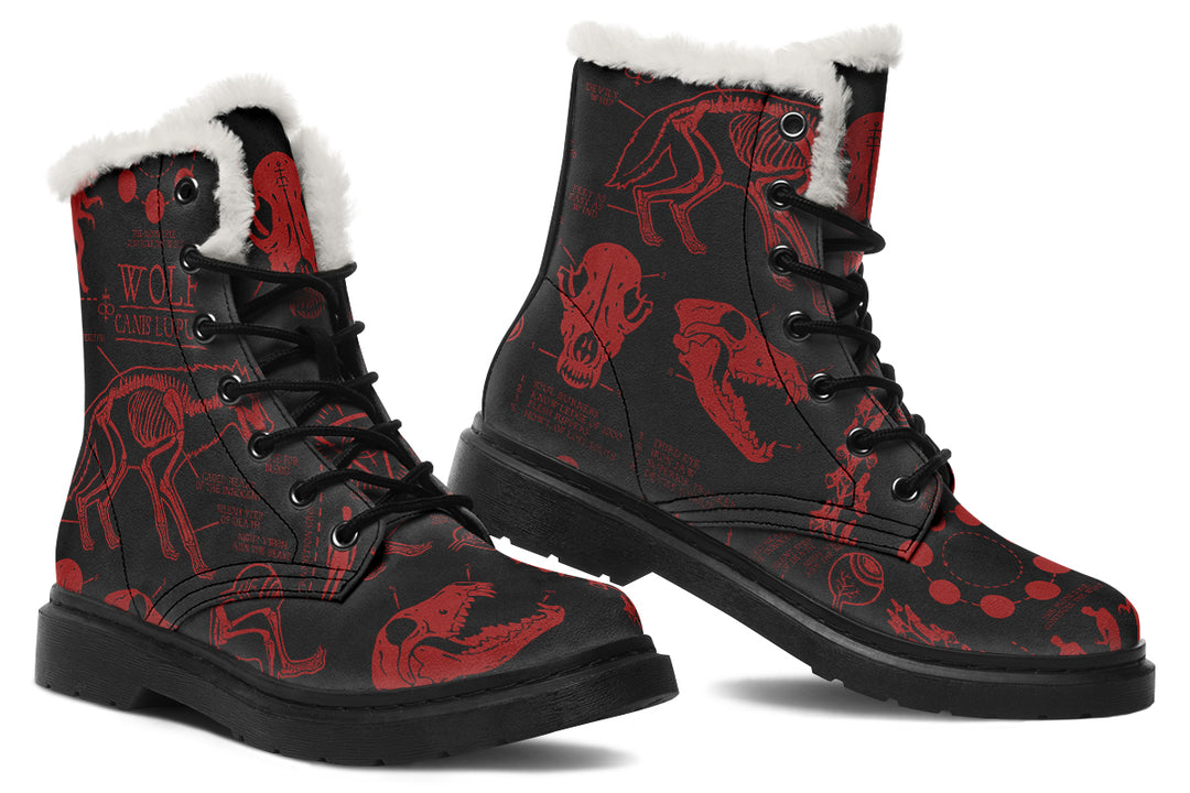 Blood Wolf Study Winter Boots - Warm Micro-Suede Doc-Style Boots Lined with Vegan Wool