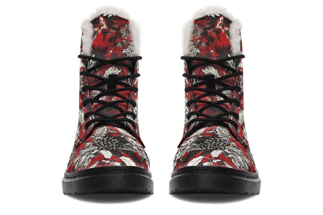 Bloodflower Winter Boots - Warm Micro-Suede Doc-Style Boots Lined with Vegan Wool