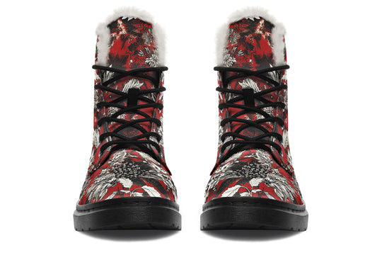 Bloodflower Winter Boots - Warm Micro-Suede Doc-Style Boots Lined with Vegan Wool