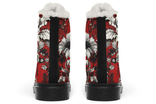 Bloodflower Winter Boots - Warm Micro-Suede Doc-Style Boots Lined with Vegan Wool