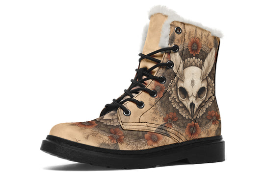 Bonewing Mandala Winter Boots - Warm Micro-Suede Doc-Style Boots Lined with Vegan Wool