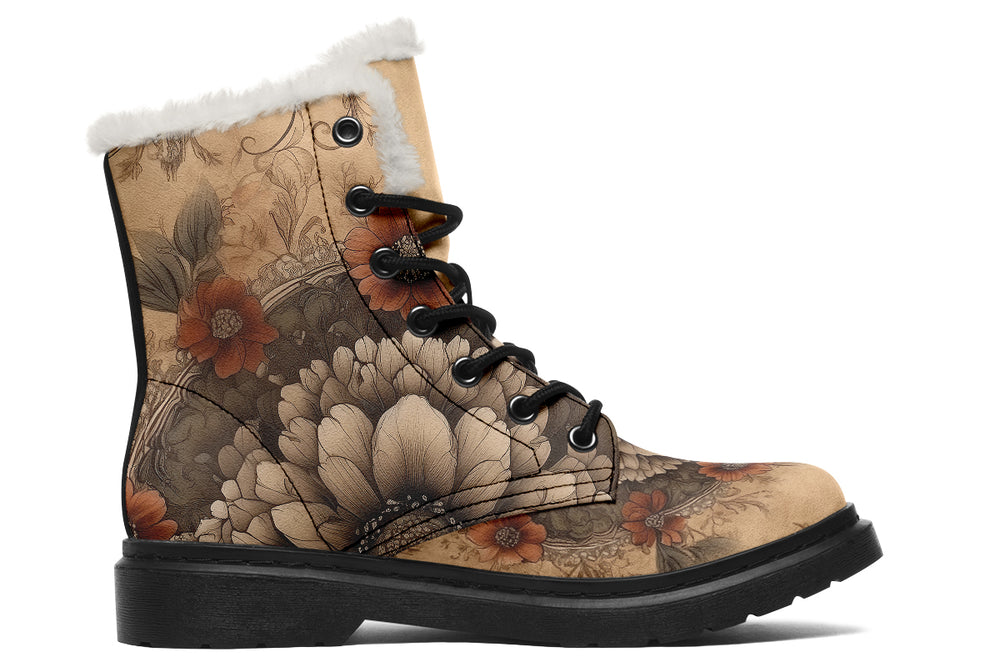 Bonewing Mandala Winter Boots - Warm Micro-Suede Doc-Style Boots Lined with Vegan Wool