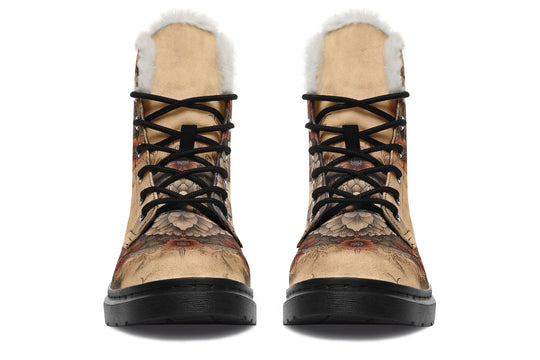 Bonewing Mandala Winter Boots - Warm Micro-Suede Doc-Style Boots Lined with Vegan Wool