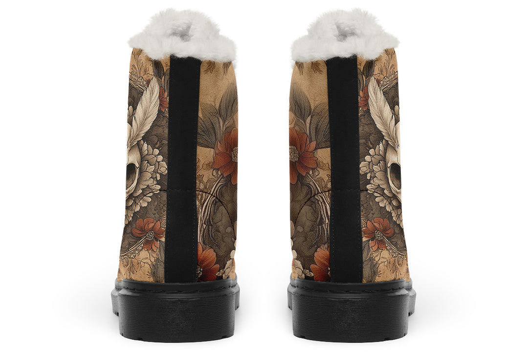 Bonewing Mandala Winter Boots - Warm Micro-Suede Doc-Style Boots Lined with Vegan Wool