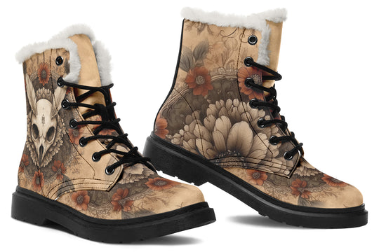 Bonewing Mandala Winter Boots - Warm Micro-Suede Doc-Style Boots Lined with Vegan Wool