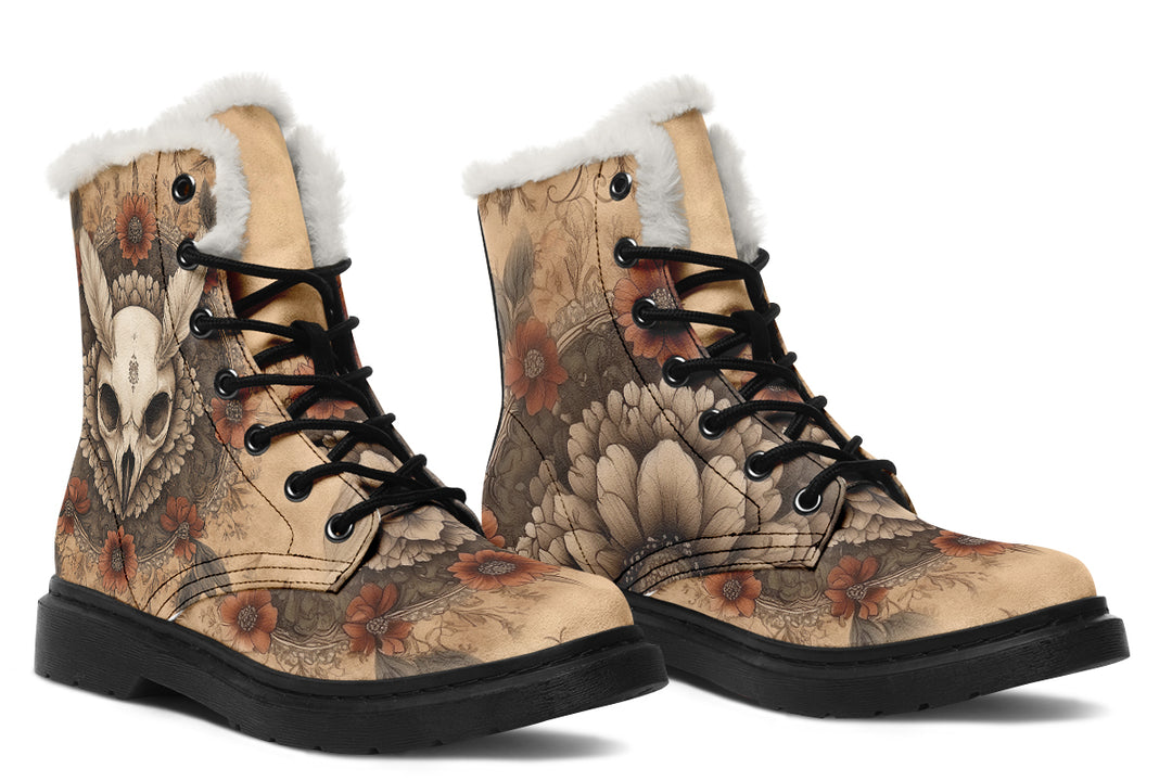 Bonewing Mandala Winter Boots - Warm Micro-Suede Doc-Style Boots Lined with Vegan Wool