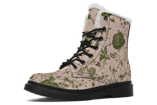 Budding Blood Rose Romance Winter Boots