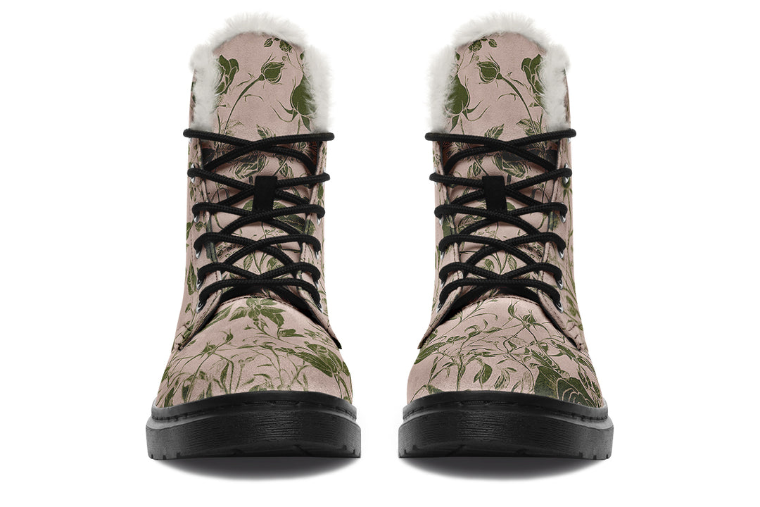 Budding Blood Rose Romance Winter Boots
