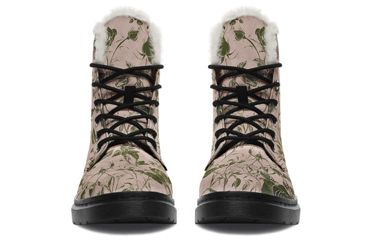 Budding Blood Rose Romance Winter Boots
