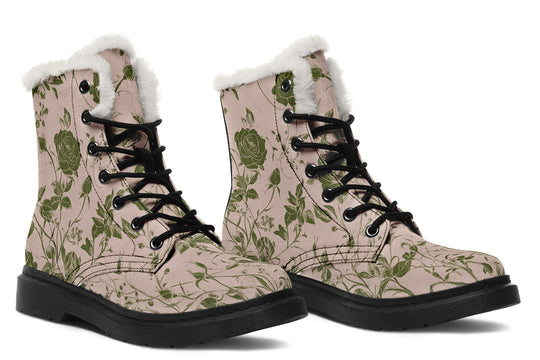 Budding Blood Rose Romance Winter Boots