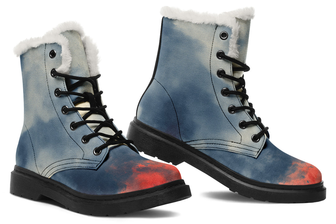 Burning Horizon Winter Boots - Warm Micro-Suede Doc-Style Boots Lined with Vegan Wool