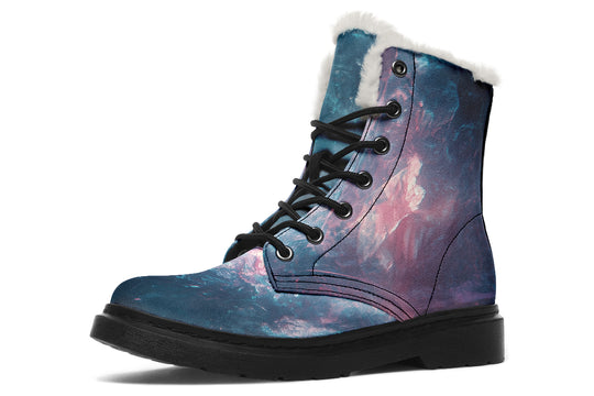 Celestial Crystal Winter Boots - Warm Micro-Suede Doc-Style Boots Lined with Vegan Wool