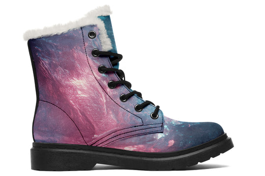 Celestial Crystal Winter Boots - Warm Micro-Suede Doc-Style Boots Lined with Vegan Wool