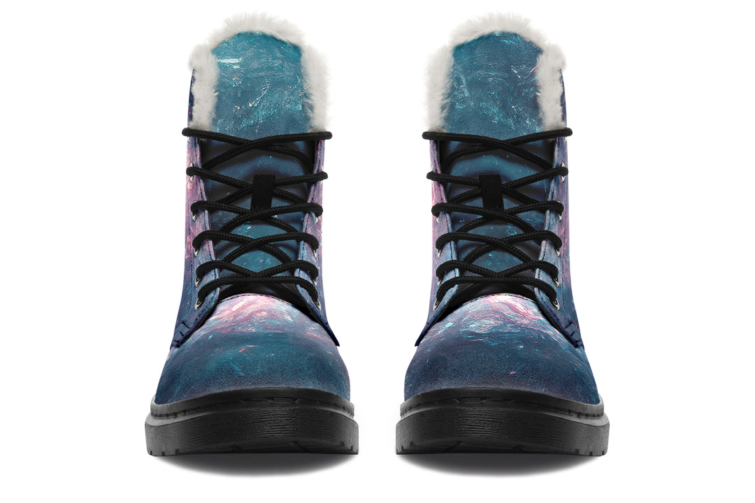 Celestial Crystal Winter Boots - Warm Micro-Suede Doc-Style Boots Lined with Vegan Wool