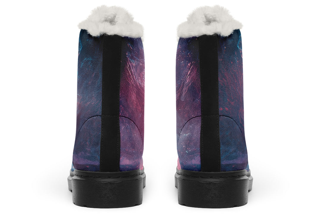 Celestial Crystal Winter Boots - Warm Micro-Suede Doc-Style Boots Lined with Vegan Wool