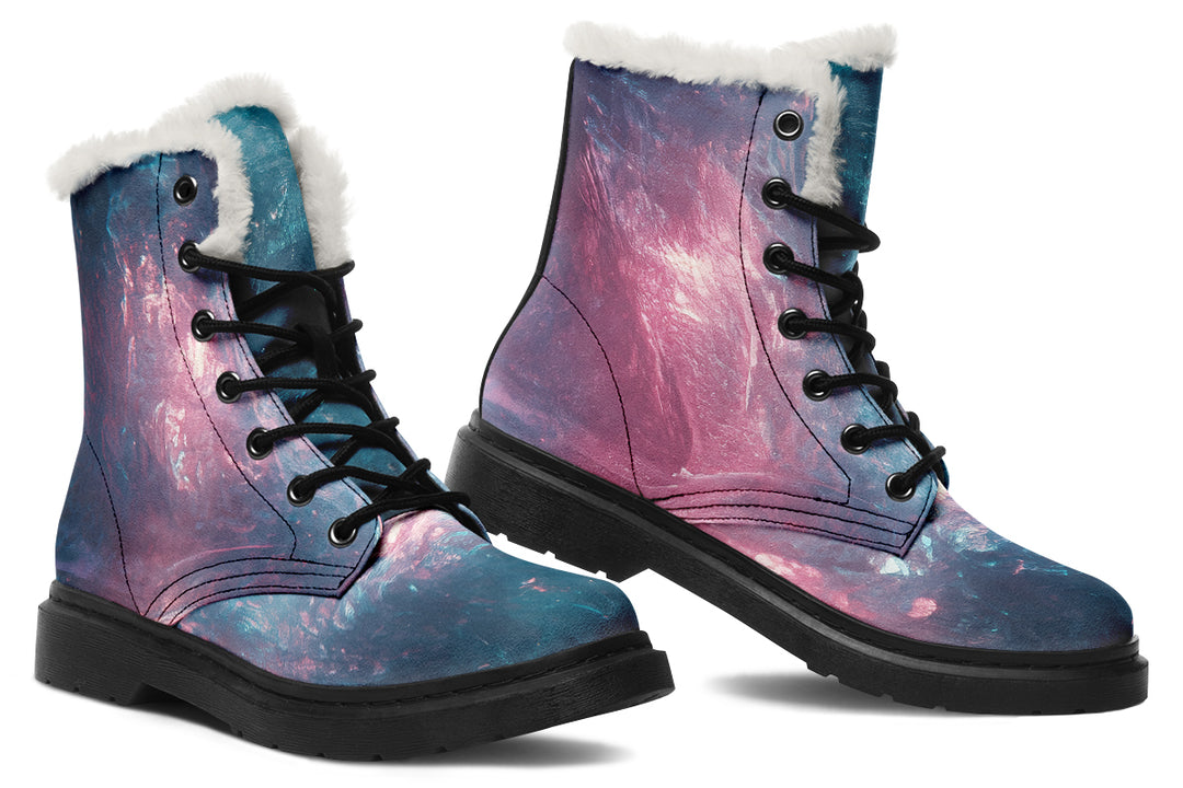 Celestial Crystal Winter Boots - Warm Micro-Suede Doc-Style Boots Lined with Vegan Wool