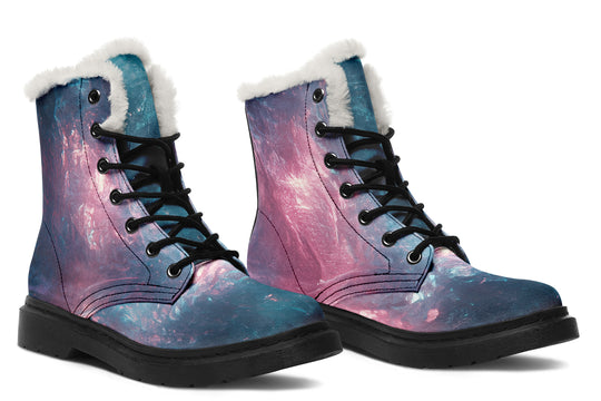 Celestial Crystal Winter Boots - Warm Micro-Suede Doc-Style Boots Lined with Vegan Wool