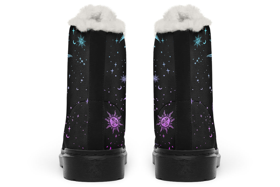 Celestial Pastel Winter Boots - Weatherproof Stylish Durable Nylon Lace-up Comfortable Warm Lined Boots