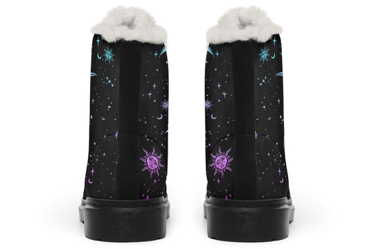 Celestial Pastel Winter Boots - Warm Micro-Suede Doc-Style Boots Lined with Vegan Wool