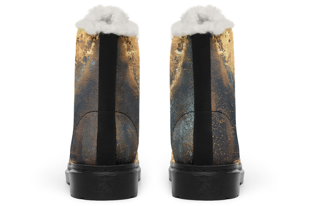 Charcoal Dune Winter Boots - Warm Micro-Suede Doc-Style Boots Lined with Vegan Wool