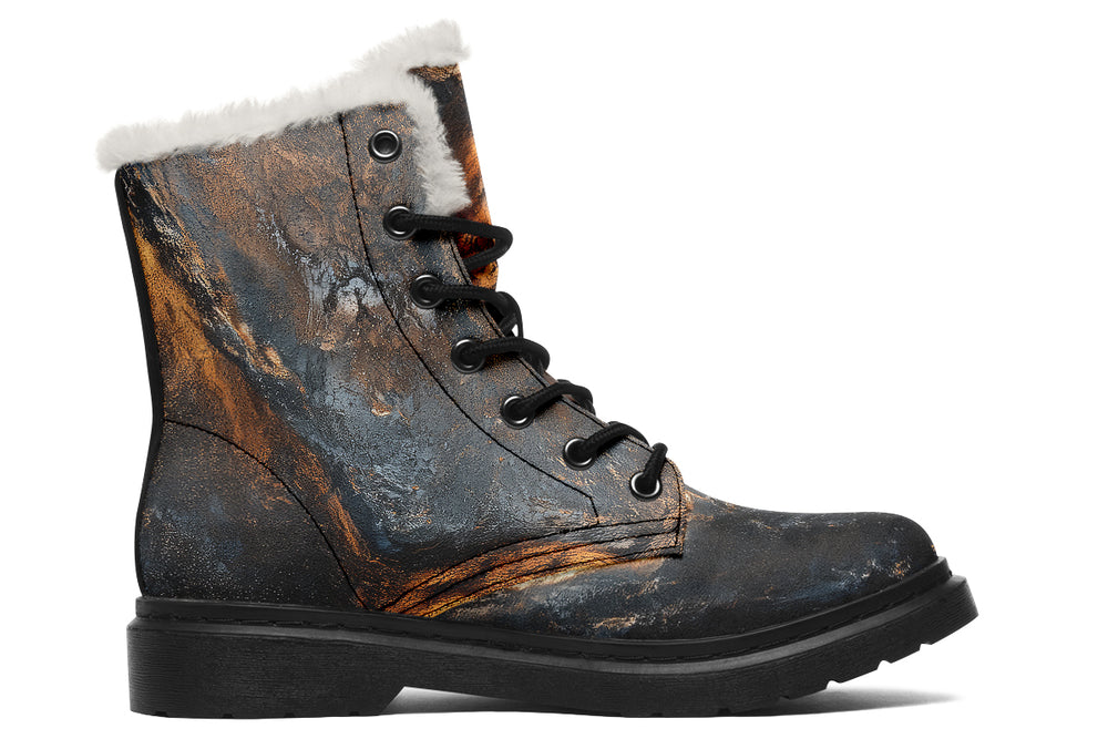 Charred Ore Winter Boots - Warm Micro-Suede Doc-Style Boots Lined with Vegan Wool