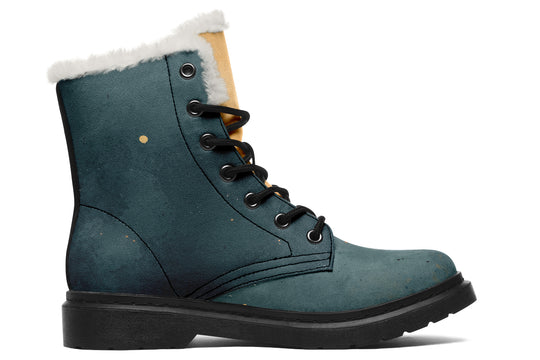 Charred Steel Winter Boots - Warm Micro-Suede Doc-Style Boots Lined with Vegan Wool