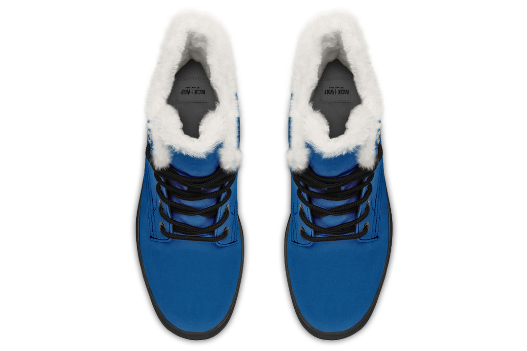 Cobalt Blue Winter Boots - Bright and Colorful Boots Durable Nylon Weatherproof Synthetic Wool Lined