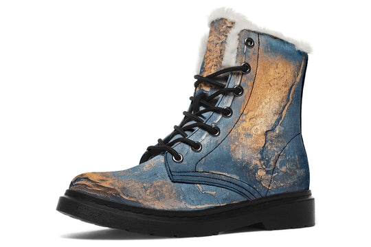 Cobalt Ore Winter Boots - Warm Micro-Suede Doc-Style Boots Lined with Vegan Wool