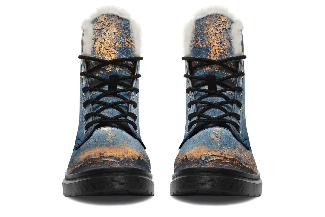 Cobalt Ore Winter Boots - Warm Micro-Suede Doc-Style Boots Lined with Vegan Wool