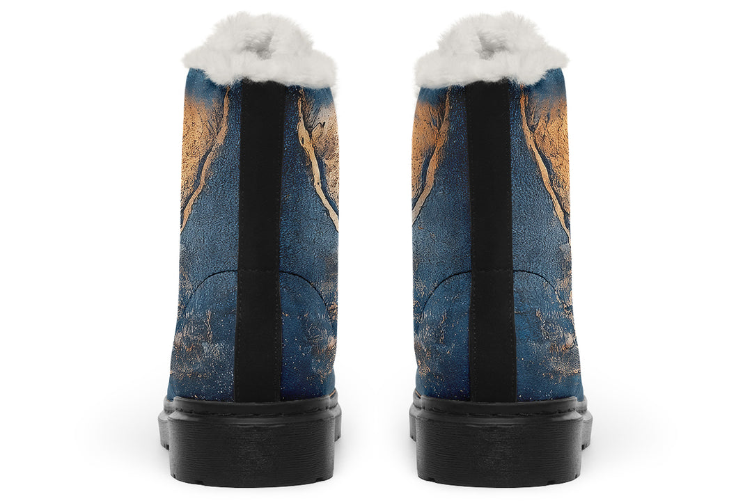 Cobalt Ore Winter Boots - Warm Micro-Suede Doc-Style Boots Lined with Vegan Wool